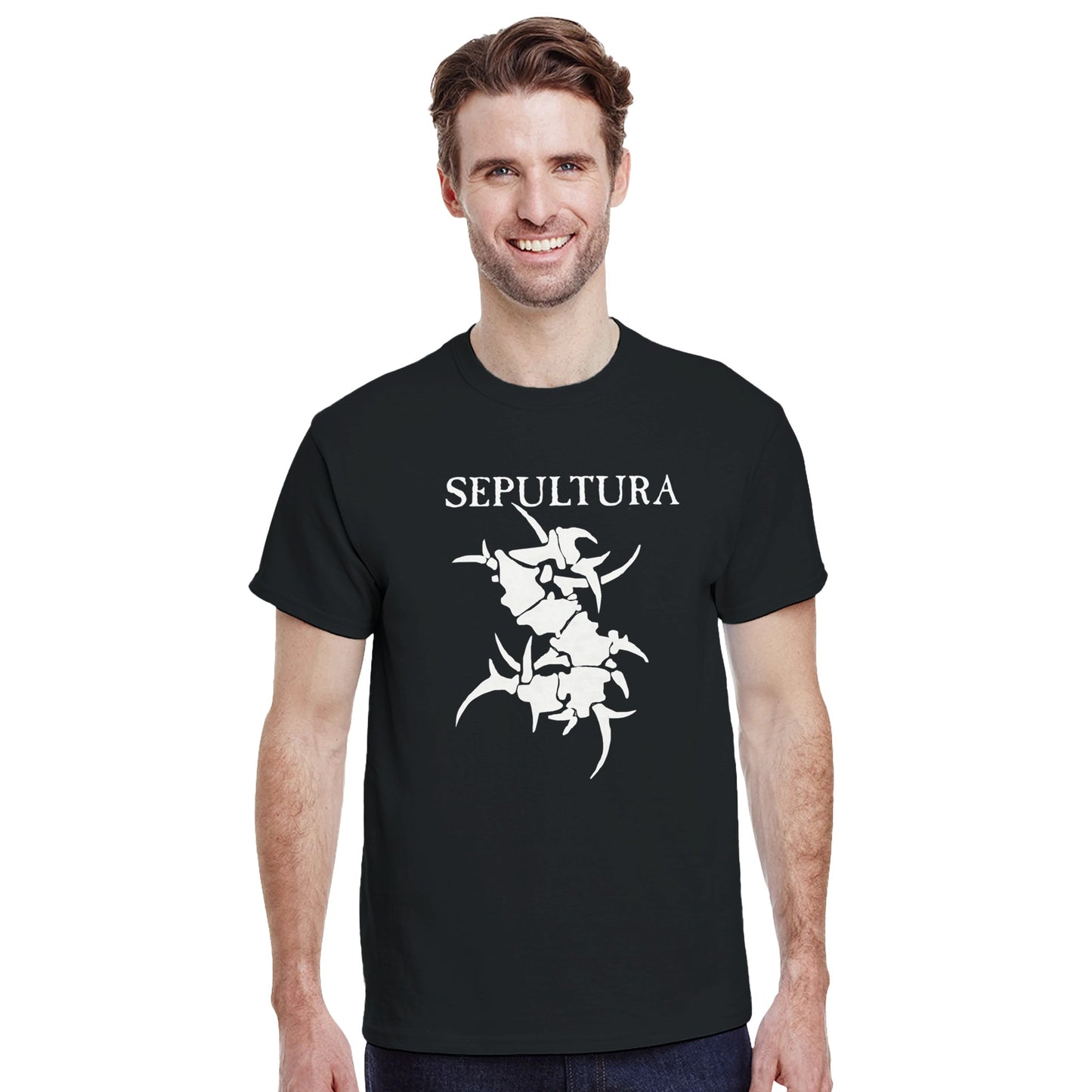 SEPULTURA-Camiseta de cuello redondo unisex alta densidad | Gildan® 5000 Negro