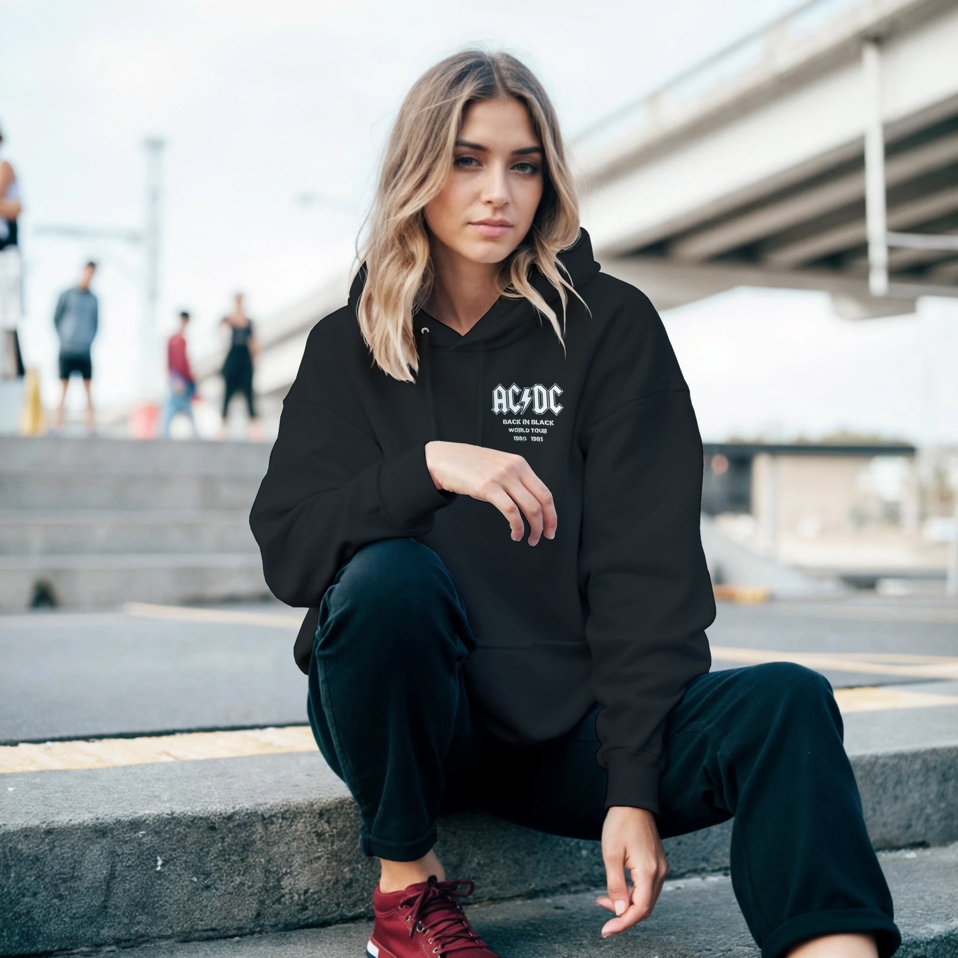 AC/DC Sudadera Hard Rock Back in Black Unisex Premium