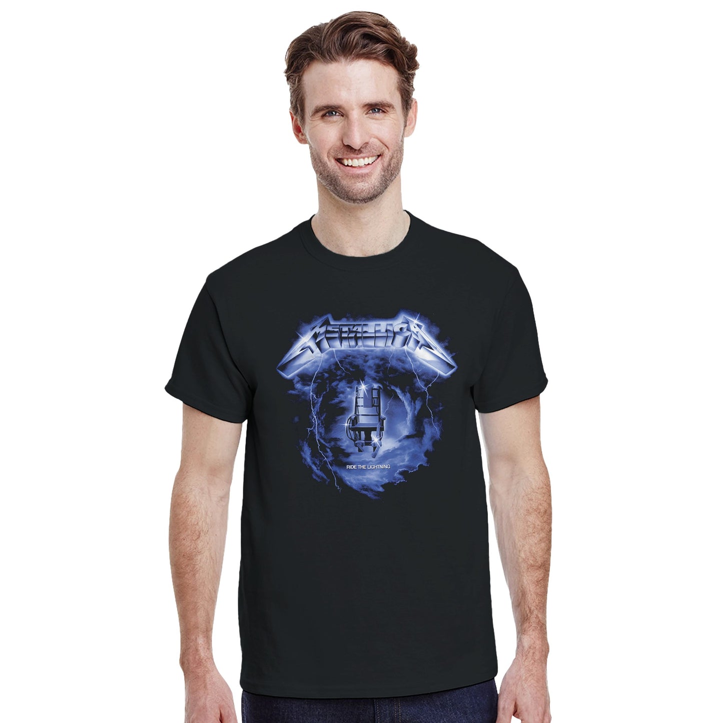 Metallica-Camiseta de cuello redondo unisex alta densidad ride the lightning