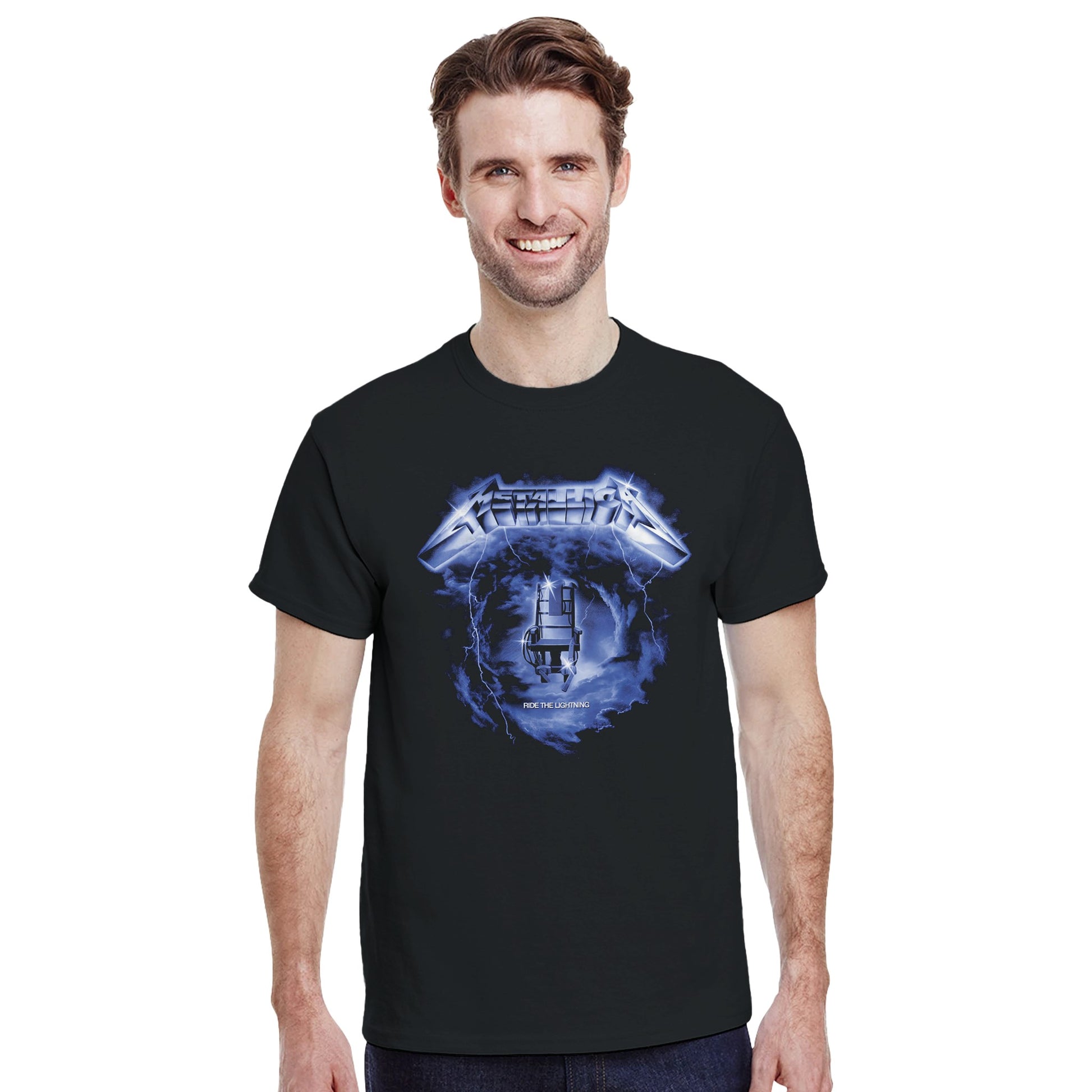 Metallica-Camiseta de cuello redondo unisex alta densidad ride the lightning