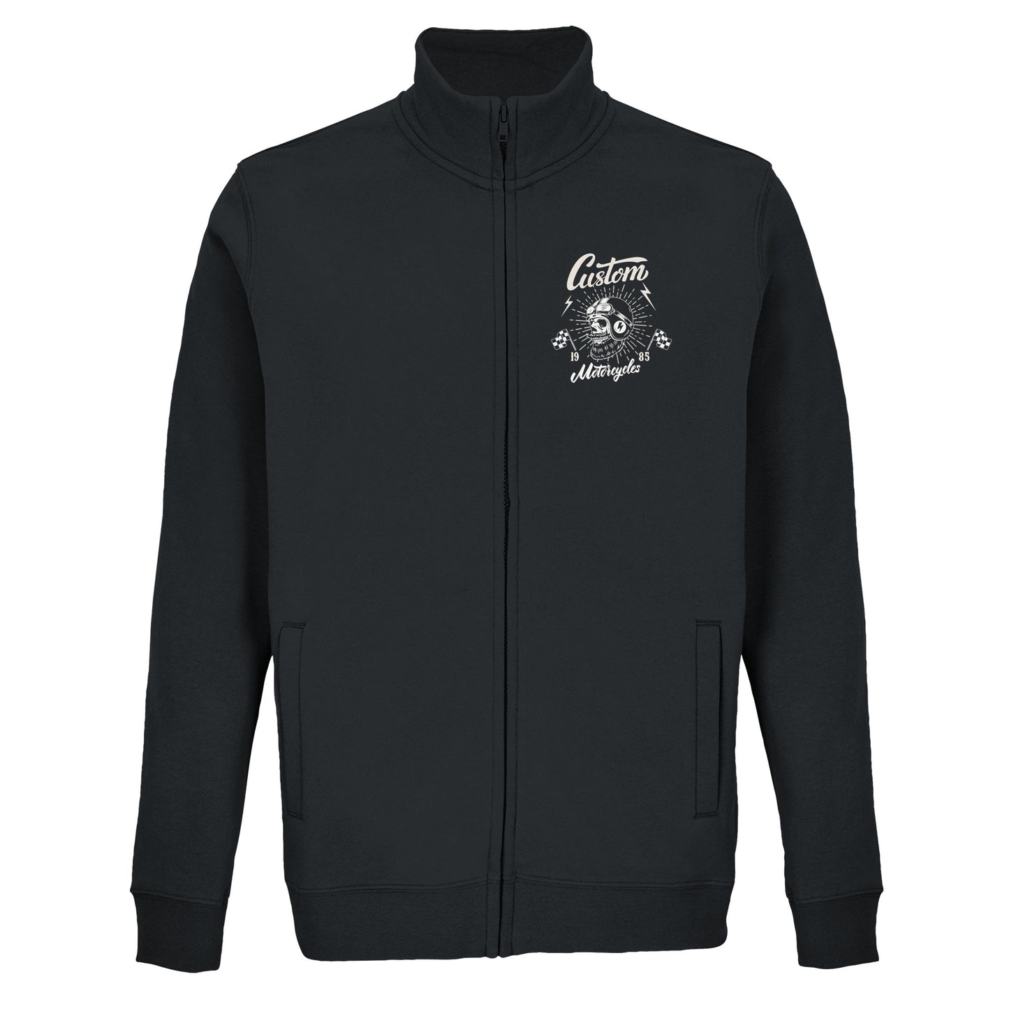 BIKER CUSTOM ROCK RIDER Sudadera unisex con cremallera completa mezcla de materiales reciclados | SOL'S Cooper 04240 Negro