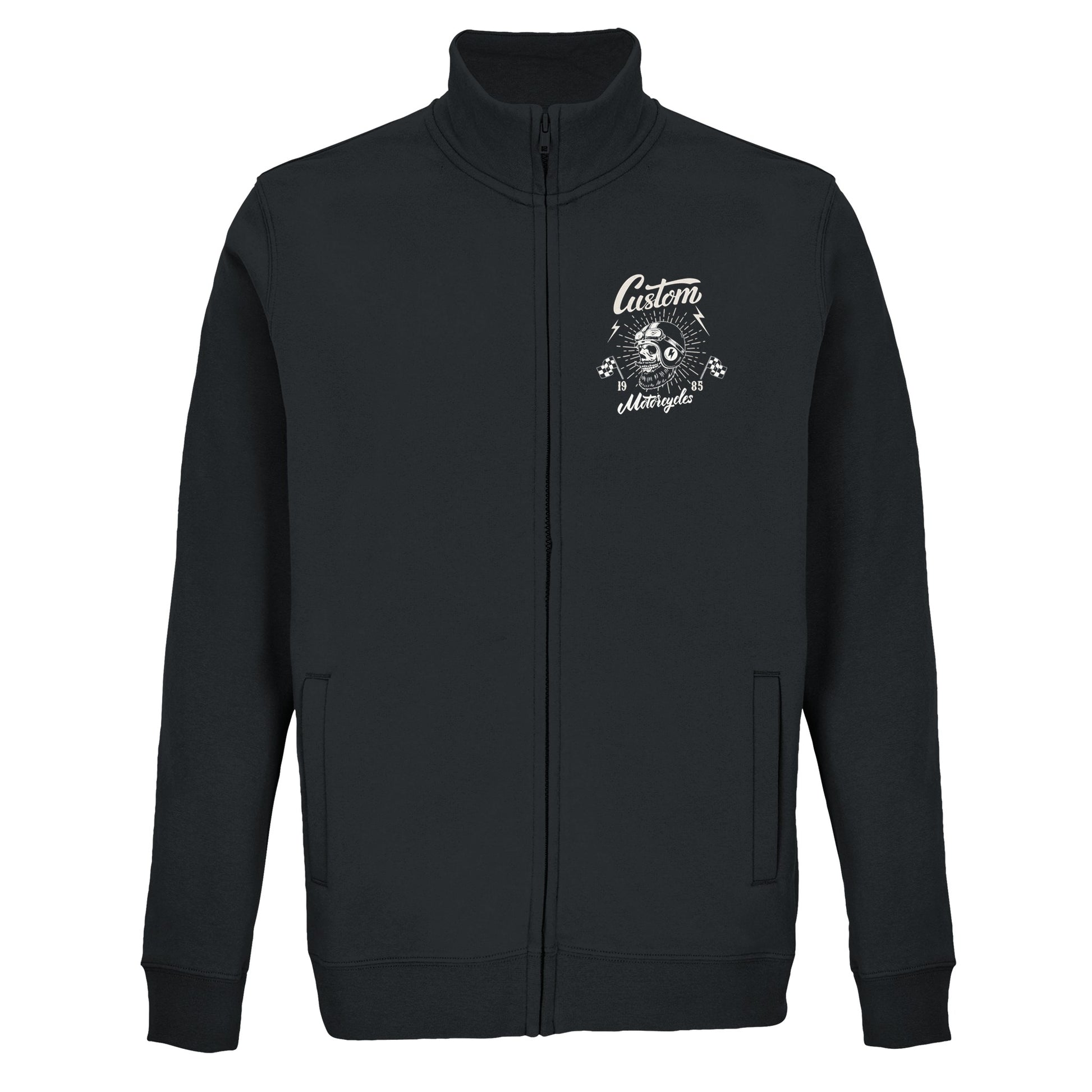 BIKER CUSTOM ROCK RIDER Sudadera unisex con cremallera completa mezcla de materiales reciclados | SOL'S Cooper 04240 Negro