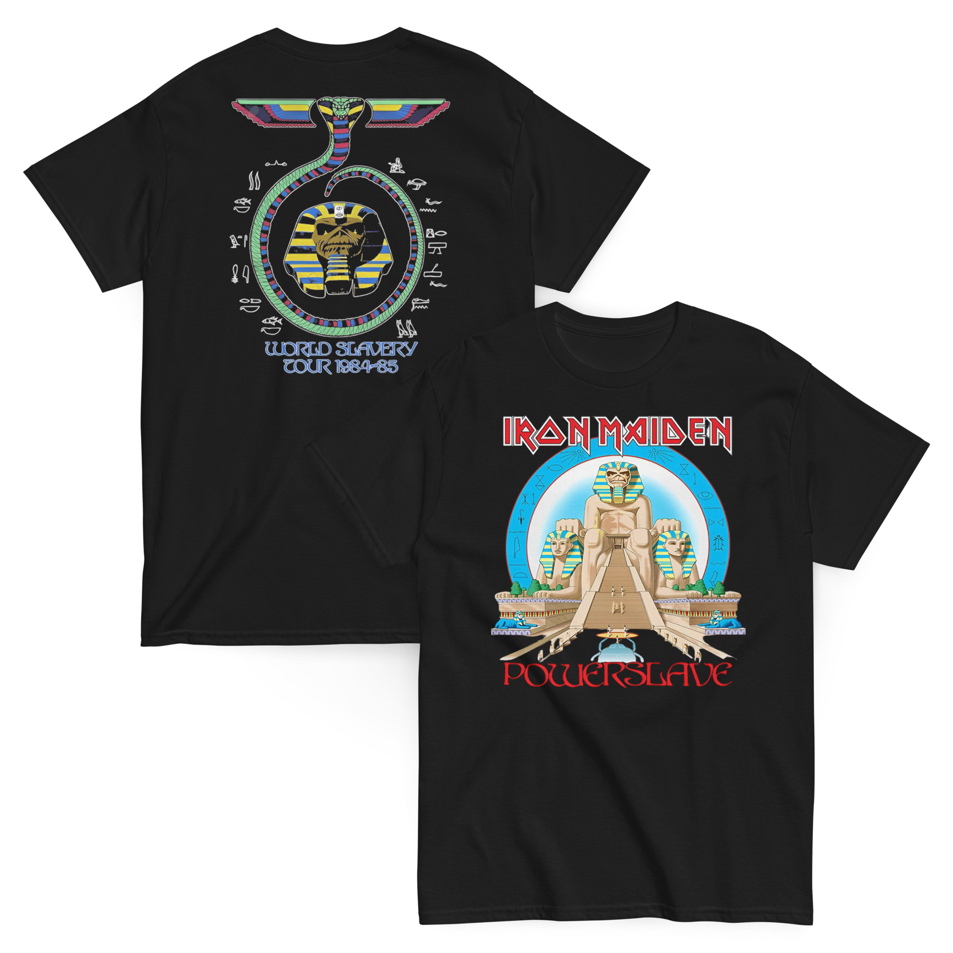 Iron Maiden Camiseta Heavy Metal Powerslave World Slavery Tour Unisex Premium