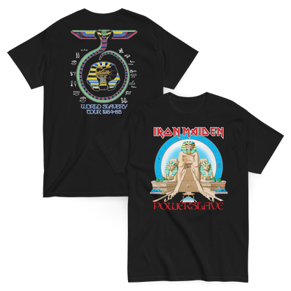 Iron Maiden Camiseta Heavy Metal Powerslave World Slavery Tour Unisex Premium