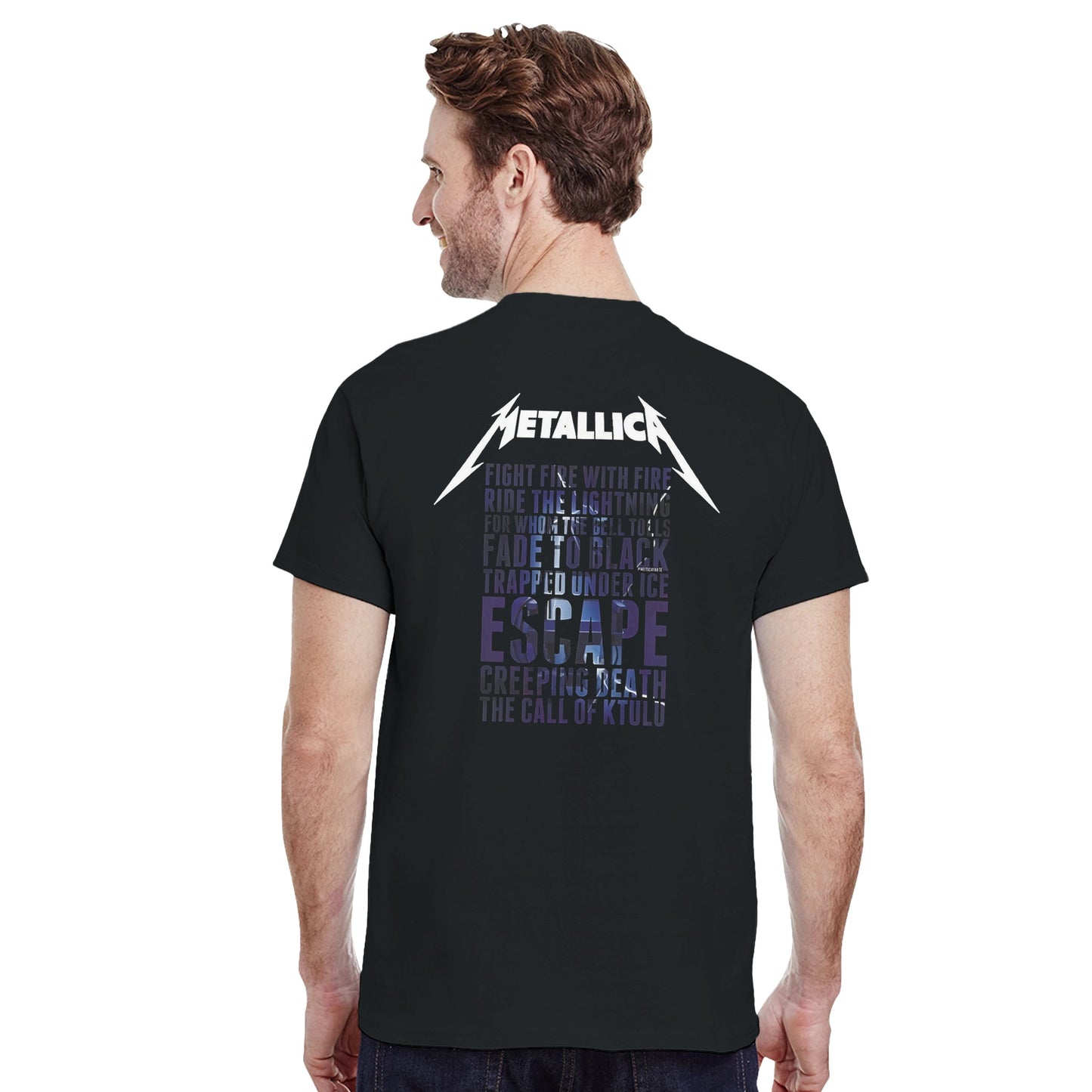 Metallica-Camiseta de cuello redondo unisex alta densidad ride the lightning