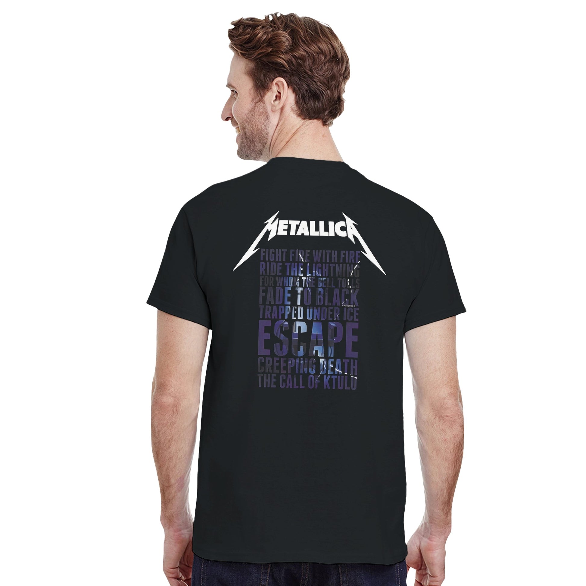 Metallica-Camiseta de cuello redondo unisex alta densidad ride the lightning
