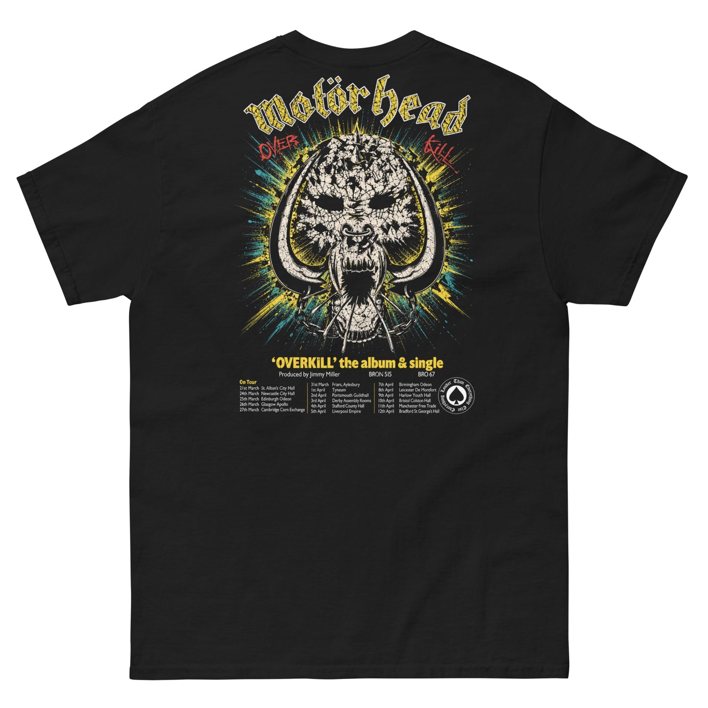 Motorhead Camiseta Heavy Metal Overkill Tour Unisex Clásica