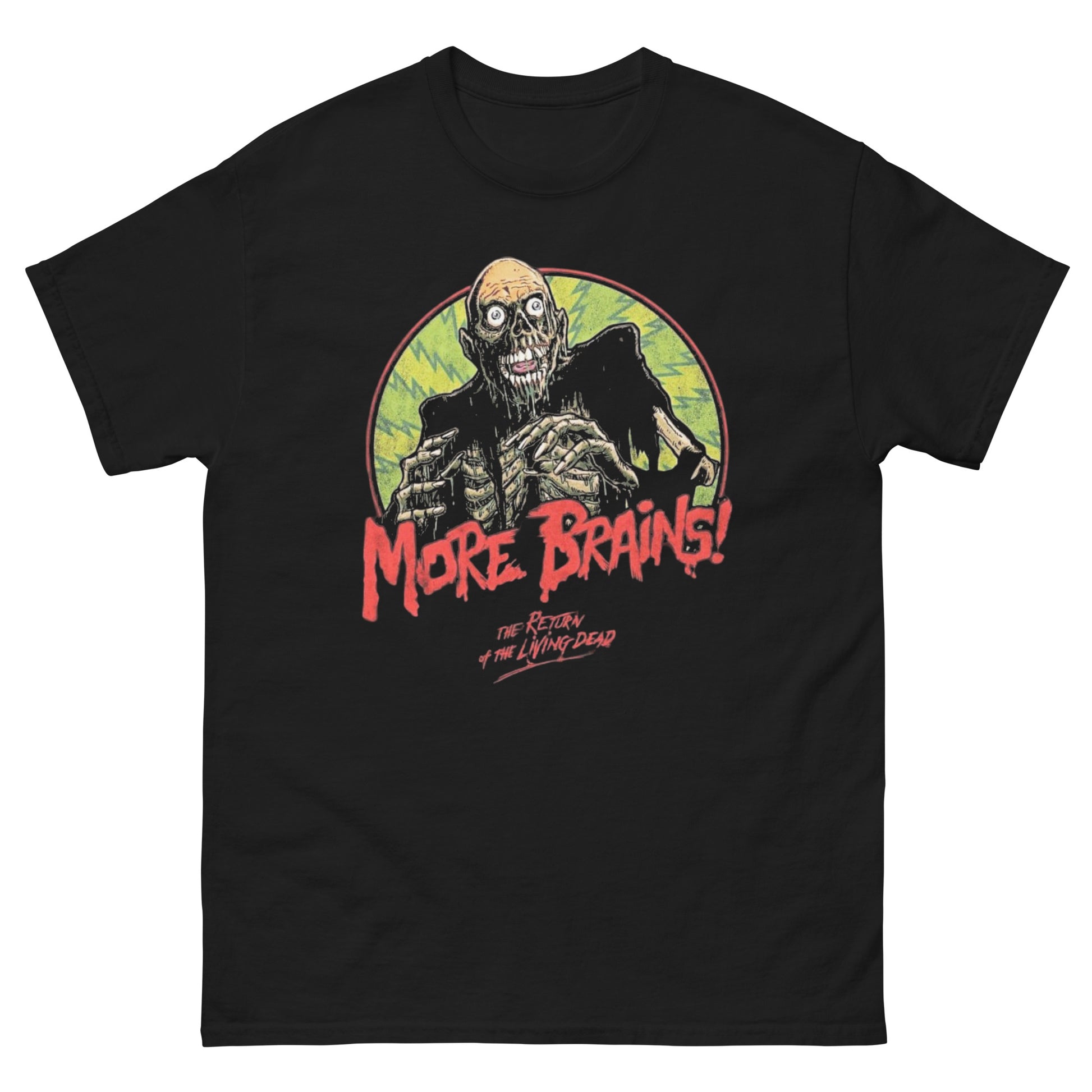 Rock N Roll More Brains Camiseta Zombie Horror Unisex Clásica