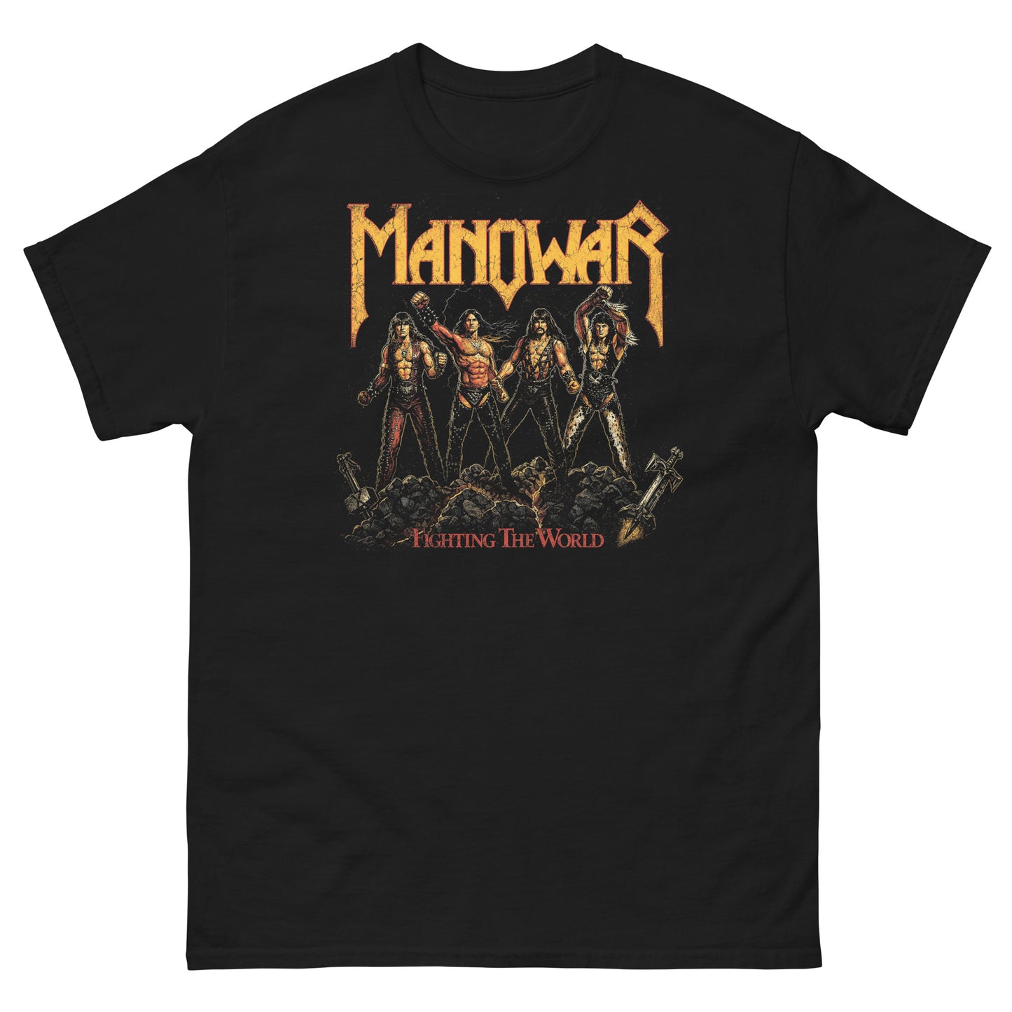 Manowar Camiseta Heavy Metal Fighting the World Unisex Clásica