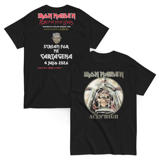 Iron Maiden Camiseta Heavy Metal Powerslave Aces High Cartagena Rock Imperium Unisex Premium