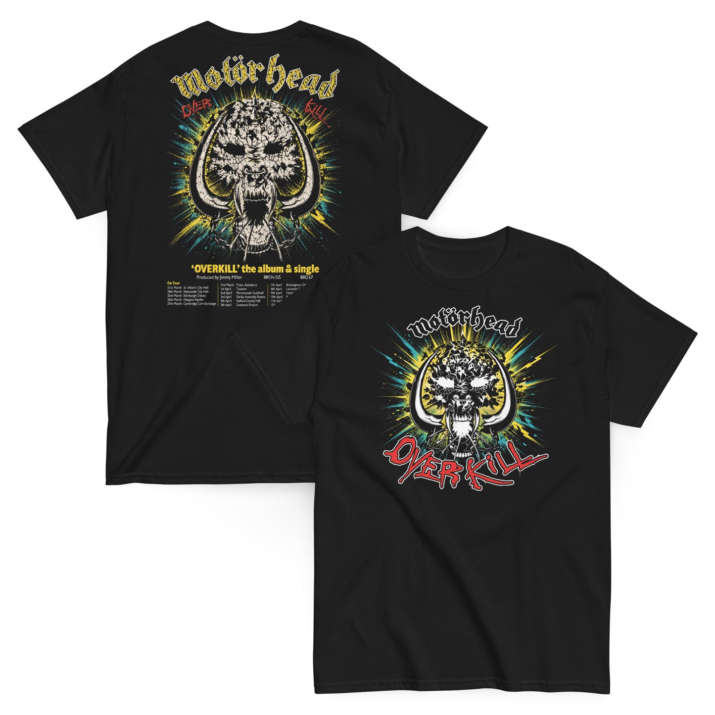 Motorhead Camiseta Heavy Metal Overkill Tour Unisex Clásica