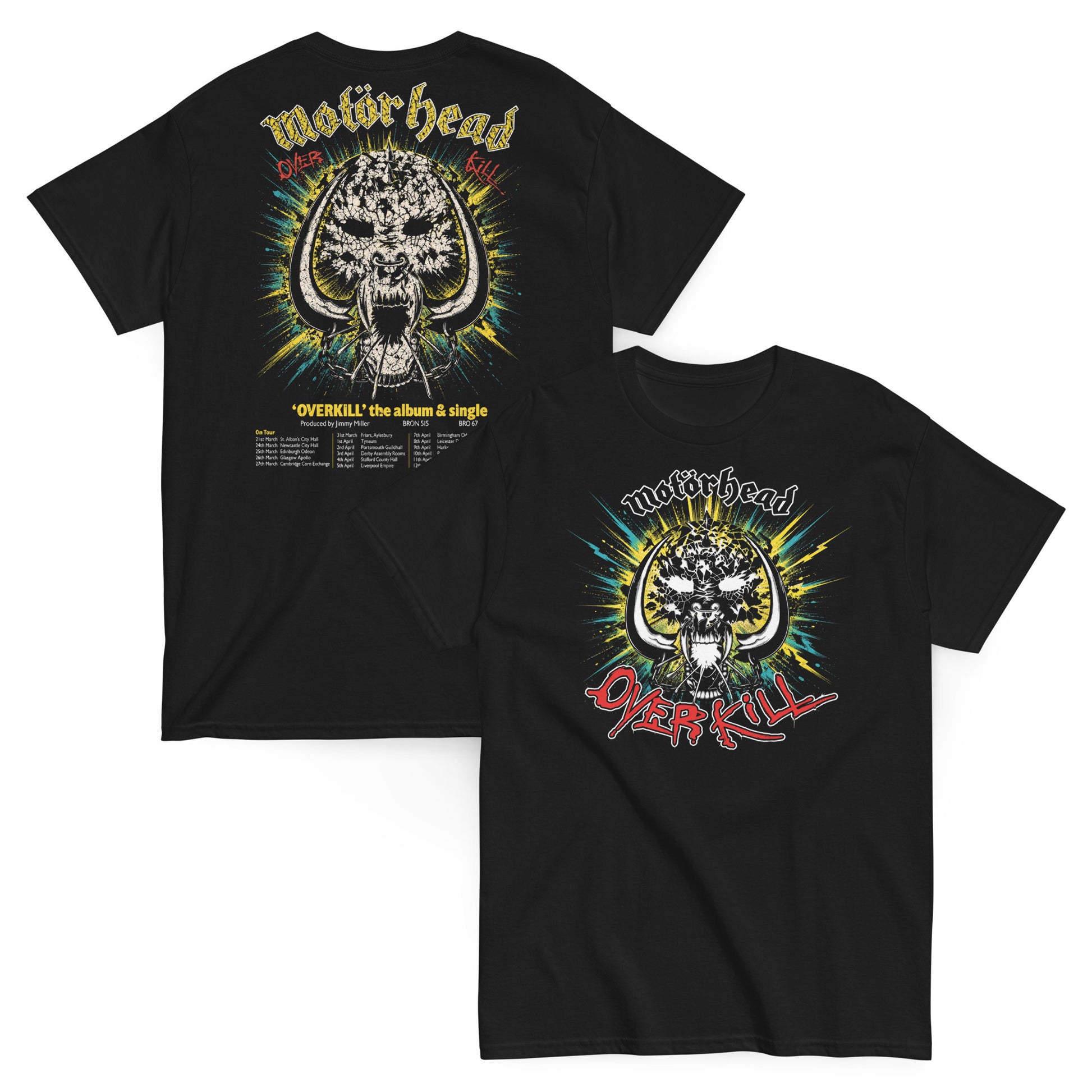 Motorhead Camiseta Heavy Metal Overkill Tour Unisex Clásica