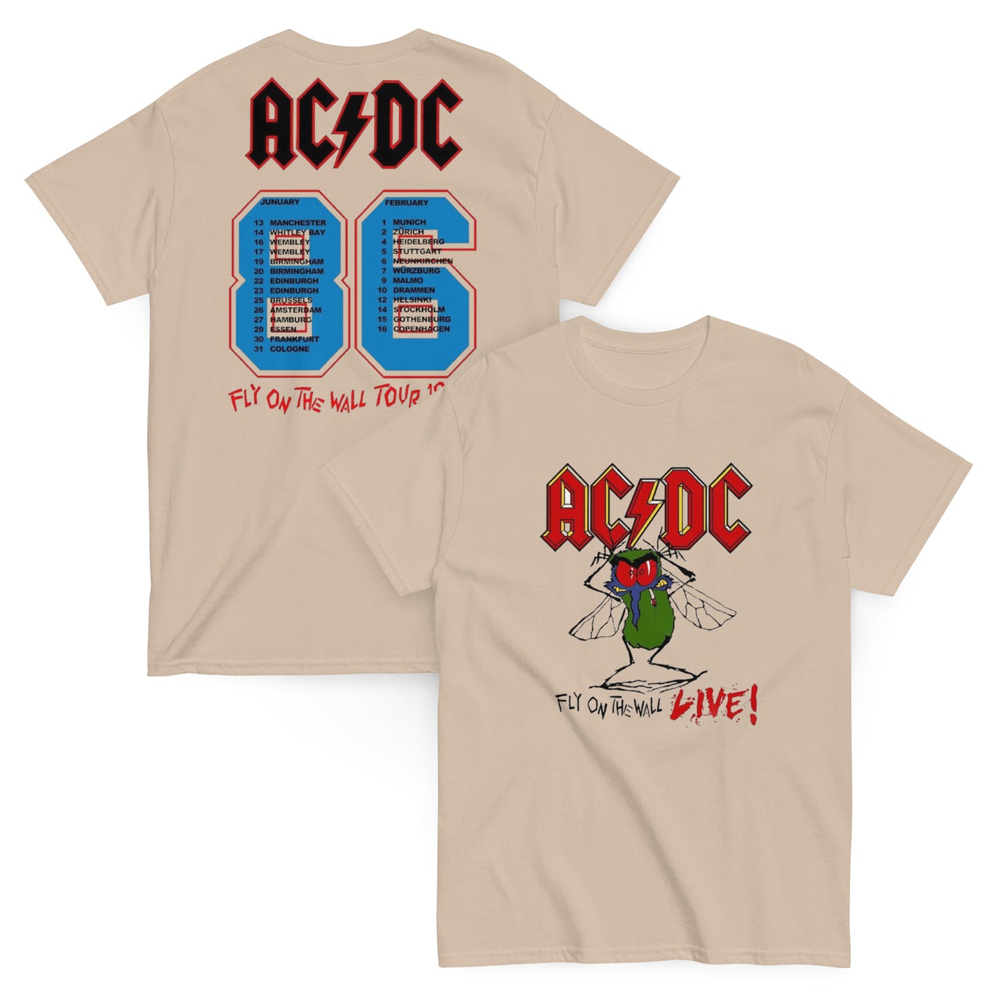 AC/DC Camiseta Hard Rock Fly on the Wall 1985 Unisex Clásica